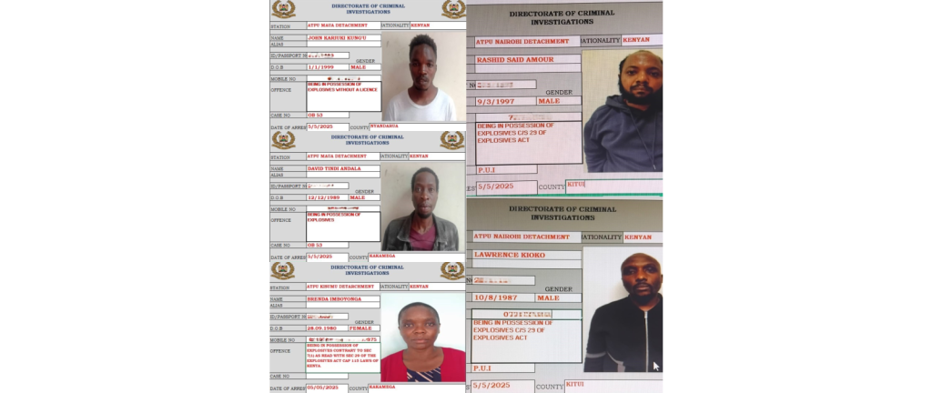 Five arrested, explosives found in a Mombasa-Meru passenger bus