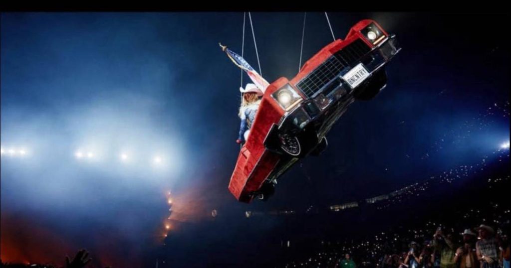 Beyonce gracefully avoids a fall after car glitch at Houston Cowboy Carter show